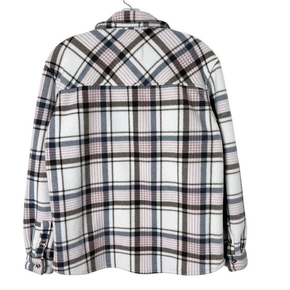 Sage Women's Plush Shirt Jacket S Pink Plaid Fleece Flannel Sherpa Lined Shacket - Picture 6 of 10